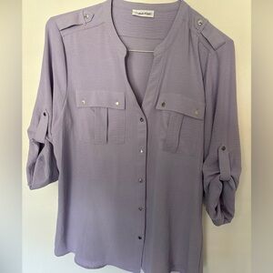 Calvin Klein Lavender Button-Front Utility Shirt